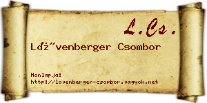 Lövenberger Csombor névjegykártya